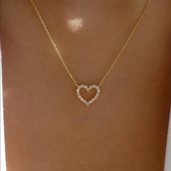 Cubic Zirconia Gold Heart Necklace - Picture 8 of 8